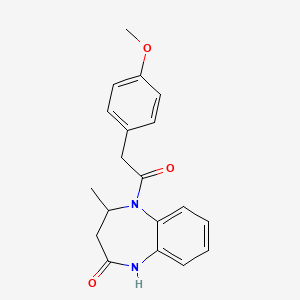 molecular formula C19H20N2O3 B11315521 5-[(4-methoxyphenyl)acetyl]-4-methyl-1,3,4,5-tetrahydro-2H-1,5-benzodiazepin-2-one 