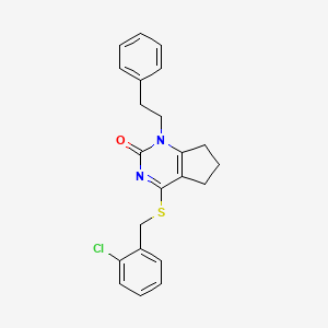 molecular formula C22H21ClN2OS B11315548 4-[(2-chlorobenzyl)sulfanyl]-1-(2-phenylethyl)-1,5,6,7-tetrahydro-2H-cyclopenta[d]pyrimidin-2-one 