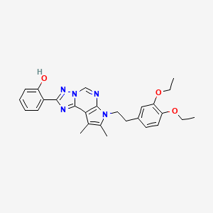 molecular formula C27H29N5O3 B11315566 2-[7-(3,4-Diethoxyphenethyl)-8,9-dimethyl-7H-pyrrolo[3,2-E][1,2,4]triazolo[1,5-C]pyrimidin-2-YL]phenol 