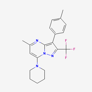 1-[5-Methyl-3-(4-methylphenyl)-2-(trifluoromethyl)pyrazolo[1,5-a]pyrimidin-7-yl]piperidine