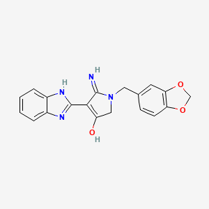 molecular formula C19H16N4O3 B11315595 5-amino-4-(1H-benzimidazol-2-yl)-1-(1,3-benzodioxol-5-ylmethyl)-1,2-dihydro-3H-pyrrol-3-one 