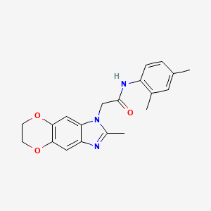 molecular formula C20H21N3O3 B11315600 N-(2,4-dimethylphenyl)-2-(2-methyl-6,7-dihydro-1H-[1,4]dioxino[2,3-f]benzimidazol-1-yl)acetamide 