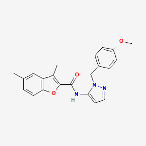 molecular formula C22H21N3O3 B11315608 N-[1-(4-methoxybenzyl)-1H-pyrazol-5-yl]-3,5-dimethyl-1-benzofuran-2-carboxamide 