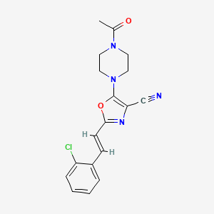 5-(4-acetylpiperazin-1-yl)-2-[(E)-2-(2-chlorophenyl)ethenyl]-1,3-oxazole-4-carbonitrile