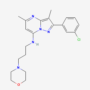 molecular formula C21H26ClN5O B11315642 2-(3-chlorophenyl)-3,5-dimethyl-N-[3-(morpholin-4-yl)propyl]pyrazolo[1,5-a]pyrimidin-7-amine 