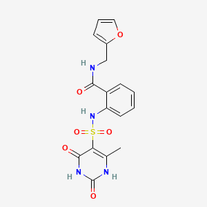 molecular formula C17H16N4O6S B11315651 N-(furan-2-ylmethyl)-2-{[(2-hydroxy-4-methyl-6-oxo-1,6-dihydropyrimidin-5-yl)sulfonyl]amino}benzamide 