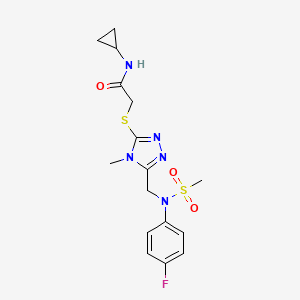 molecular formula C16H20FN5O3S2 B11315685 N-cyclopropyl-2-[(5-{[(4-fluorophenyl)(methylsulfonyl)amino]methyl}-4-methyl-4H-1,2,4-triazol-3-yl)sulfanyl]acetamide 