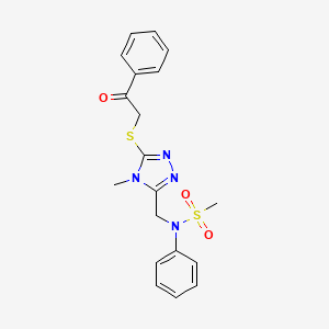 molecular formula C19H20N4O3S2 B11315706 N-({4-methyl-5-[(2-oxo-2-phenylethyl)sulfanyl]-4H-1,2,4-triazol-3-yl}methyl)-N-phenylmethanesulfonamide 