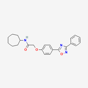 molecular formula C23H25N3O3 B11315748 N-cycloheptyl-2-[4-(3-phenyl-1,2,4-oxadiazol-5-yl)phenoxy]acetamide 