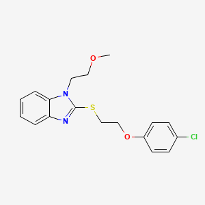 molecular formula C18H19ClN2O2S B11315763 2-{[2-(4-chlorophenoxy)ethyl]sulfanyl}-1-(2-methoxyethyl)-1H-benzimidazole 