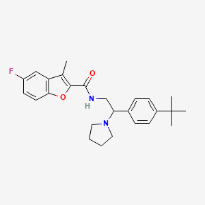 molecular formula C26H31FN2O2 B11315813 N-[2-(4-tert-butylphenyl)-2-(pyrrolidin-1-yl)ethyl]-5-fluoro-3-methyl-1-benzofuran-2-carboxamide 