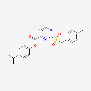 molecular formula C22H21ClN2O4S B11315837 4-(Propan-2-yl)phenyl 5-chloro-2-[(4-methylbenzyl)sulfonyl]pyrimidine-4-carboxylate 