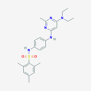 molecular formula C24H31N5O2S B11315914 N-(4-((6-(diethylamino)-2-methylpyrimidin-4-yl)amino)phenyl)-2,4,6-trimethylbenzenesulfonamide 