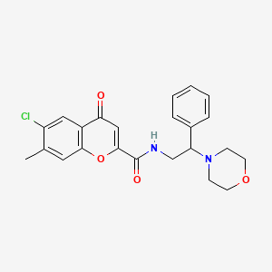 molecular formula C23H23ClN2O4 B11315975 6-chloro-7-methyl-N-[2-(morpholin-4-yl)-2-phenylethyl]-4-oxo-4H-chromene-2-carboxamide 