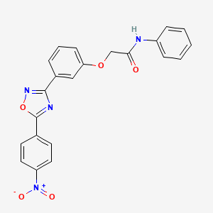 molecular formula C22H16N4O5 B11316023 2-{3-[5-(4-nitrophenyl)-1,2,4-oxadiazol-3-yl]phenoxy}-N-phenylacetamide 