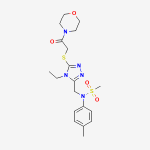 molecular formula C19H27N5O4S2 B11316047 N-[(4-ethyl-5-{[2-(morpholin-4-yl)-2-oxoethyl]sulfanyl}-4H-1,2,4-triazol-3-yl)methyl]-N-(4-methylphenyl)methanesulfonamide 