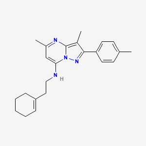 molecular formula C23H28N4 B11316127 N-[2-(cyclohex-1-en-1-yl)ethyl]-3,5-dimethyl-2-(4-methylphenyl)pyrazolo[1,5-a]pyrimidin-7-amine 