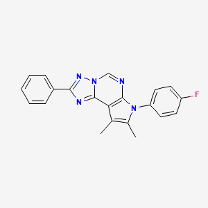 molecular formula C21H16FN5 B11316143 7-(4-fluorophenyl)-8,9-dimethyl-2-phenyl-7H-pyrrolo[3,2-e][1,2,4]triazolo[1,5-c]pyrimidine 