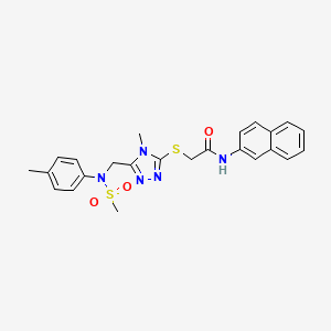 molecular formula C24H25N5O3S2 B11316151 2-[(4-methyl-5-{[(4-methylphenyl)(methylsulfonyl)amino]methyl}-4H-1,2,4-triazol-3-yl)sulfanyl]-N-(naphthalen-2-yl)acetamide 