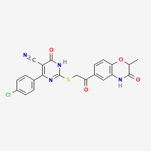 molecular formula C22H15ClN4O4S B11316171 4-(4-Chlorophenyl)-2-{[2-(2-methyl-3-oxo-3,4-dihydro-2H-1,4-benzoxazin-6-YL)-2-oxoethyl]sulfanyl}-6-oxo-1,6-dihydropyrimidine-5-carbonitrile 