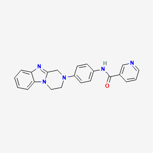 molecular formula C22H19N5O B11316208 N-[4-(3,4-dihydropyrazino[1,2-a]benzimidazol-2(1H)-yl)phenyl]nicotinamide 