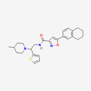 N-[2-(4-methylpiperidin-1-yl)-2-(thiophen-2-yl)ethyl]-5-(5,6,7,8-tetrahydronaphthalen-2-yl)-1,2-oxazole-3-carboxamide