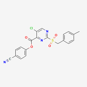 molecular formula C20H14ClN3O4S B11316284 4-Cyanophenyl 5-chloro-2-[(4-methylbenzyl)sulfonyl]pyrimidine-4-carboxylate 