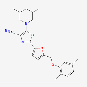 2-{5-[(2,5-Dimethylphenoxy)methyl]furan-2-yl}-5-(3,5-dimethylpiperidin-1-yl)-1,3-oxazole-4-carbonitrile