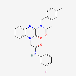 molecular formula C26H23FN4O3 B11316362 N-(4-{2-[(3-fluorophenyl)amino]-2-oxoethyl}-3-oxo-3,4-dihydroquinoxalin-2-yl)-N-(4-methylbenzyl)acetamide 