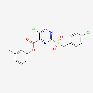 molecular formula C19H14Cl2N2O4S B11316373 3-Methylphenyl 5-chloro-2-[(4-chlorobenzyl)sulfonyl]pyrimidine-4-carboxylate 