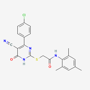 2-{[4-(4-Chlorophenyl)-5-cyano-6-oxo-1,6-dihydropyrimidin-2-YL]sulfanyl}-N-(2,4,6-trimethylphenyl)acetamide