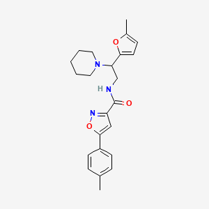 molecular formula C23H27N3O3 B11316386 N-[2-(5-methylfuran-2-yl)-2-(piperidin-1-yl)ethyl]-5-(4-methylphenyl)-1,2-oxazole-3-carboxamide 