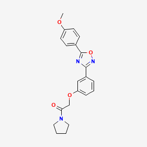 molecular formula C21H21N3O4 B11316402 2-{3-[5-(4-Methoxyphenyl)-1,2,4-oxadiazol-3-yl]phenoxy}-1-(pyrrolidin-1-yl)ethanone 