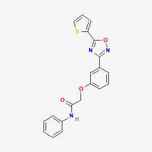 molecular formula C20H15N3O3S B11316535 N-phenyl-2-{3-[5-(thiophen-2-yl)-1,2,4-oxadiazol-3-yl]phenoxy}acetamide 