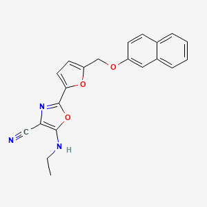 molecular formula C21H17N3O3 B11316542 5-(Ethylamino)-2-{5-[(naphthalen-2-yloxy)methyl]furan-2-yl}-1,3-oxazole-4-carbonitrile 