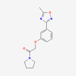 molecular formula C15H17N3O3 B11316547 2-[3-(5-Methyl-1,2,4-oxadiazol-3-yl)phenoxy]-1-(pyrrolidin-1-yl)ethanone 