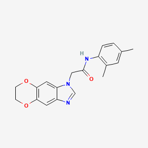 molecular formula C19H19N3O3 B11316622 2-(6,7-dihydro-1H-[1,4]dioxino[2,3-f]benzimidazol-1-yl)-N-(2,4-dimethylphenyl)acetamide 