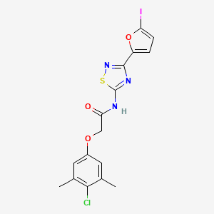 2-(4-chloro-3,5-dimethylphenoxy)-N-[3-(5-iodofuran-2-yl)-1,2,4-thiadiazol-5-yl]acetamide