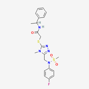 molecular formula C21H24FN5O3S2 B11316641 2-[(5-{[(4-fluorophenyl)(methylsulfonyl)amino]methyl}-4-methyl-4H-1,2,4-triazol-3-yl)sulfanyl]-N-(1-phenylethyl)acetamide 