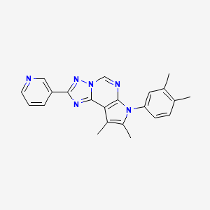 molecular formula C22H20N6 B11316651 7-(3,4-Dimethylphenyl)-8,9-dimethyl-2-(3-pyridyl)-7H-pyrrolo[3,2-E][1,2,4]triazolo[1,5-C]pyrimidine 