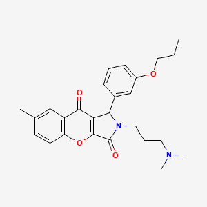 molecular formula C26H30N2O4 B11316724 2-[3-(Dimethylamino)propyl]-7-methyl-1-(3-propoxyphenyl)-1,2-dihydrochromeno[2,3-c]pyrrole-3,9-dione 