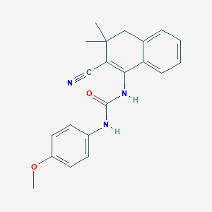 molecular formula C21H21N3O2 B11316736 1-(2-Cyano-3,3-dimethyl-3,4-dihydronaphthalen-1-yl)-3-(4-methoxyphenyl)urea 