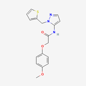 molecular formula C17H17N3O3S B11316789 2-(4-methoxyphenoxy)-N-[1-(thiophen-2-ylmethyl)-1H-pyrazol-5-yl]acetamide 