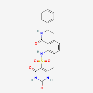 2-{[(2-hydroxy-4-methyl-6-oxo-1,6-dihydropyrimidin-5-yl)sulfonyl]amino}-N-(1-phenylethyl)benzamide