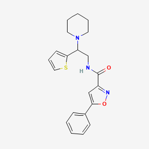 5-phenyl-N-[2-(piperidin-1-yl)-2-(thiophen-2-yl)ethyl]-1,2-oxazole-3-carboxamide