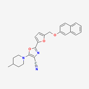 5-(4-Methylpiperidin-1-yl)-2-{5-[(naphthalen-2-yloxy)methyl]furan-2-yl}-1,3-oxazole-4-carbonitrile