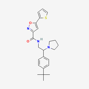 molecular formula C24H29N3O2S B11316859 N-[2-(4-tert-butylphenyl)-2-(pyrrolidin-1-yl)ethyl]-5-(thiophen-2-yl)-1,2-oxazole-3-carboxamide 