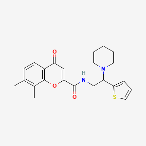 7,8-dimethyl-4-oxo-N-[2-(piperidin-1-yl)-2-(thiophen-2-yl)ethyl]-4H-chromene-2-carboxamide