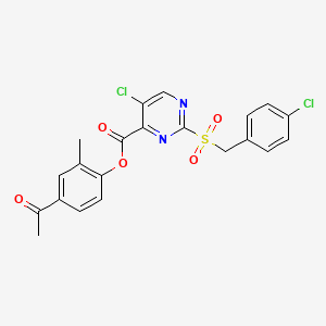 4-Acetyl-2-methylphenyl 5-chloro-2-[(4-chlorobenzyl)sulfonyl]pyrimidine-4-carboxylate