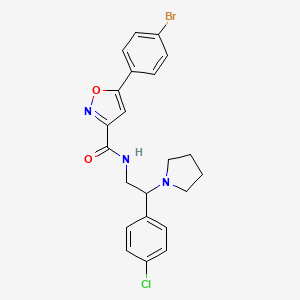 molecular formula C22H21BrClN3O2 B11316966 5-(4-bromophenyl)-N-[2-(4-chlorophenyl)-2-(pyrrolidin-1-yl)ethyl]-1,2-oxazole-3-carboxamide 